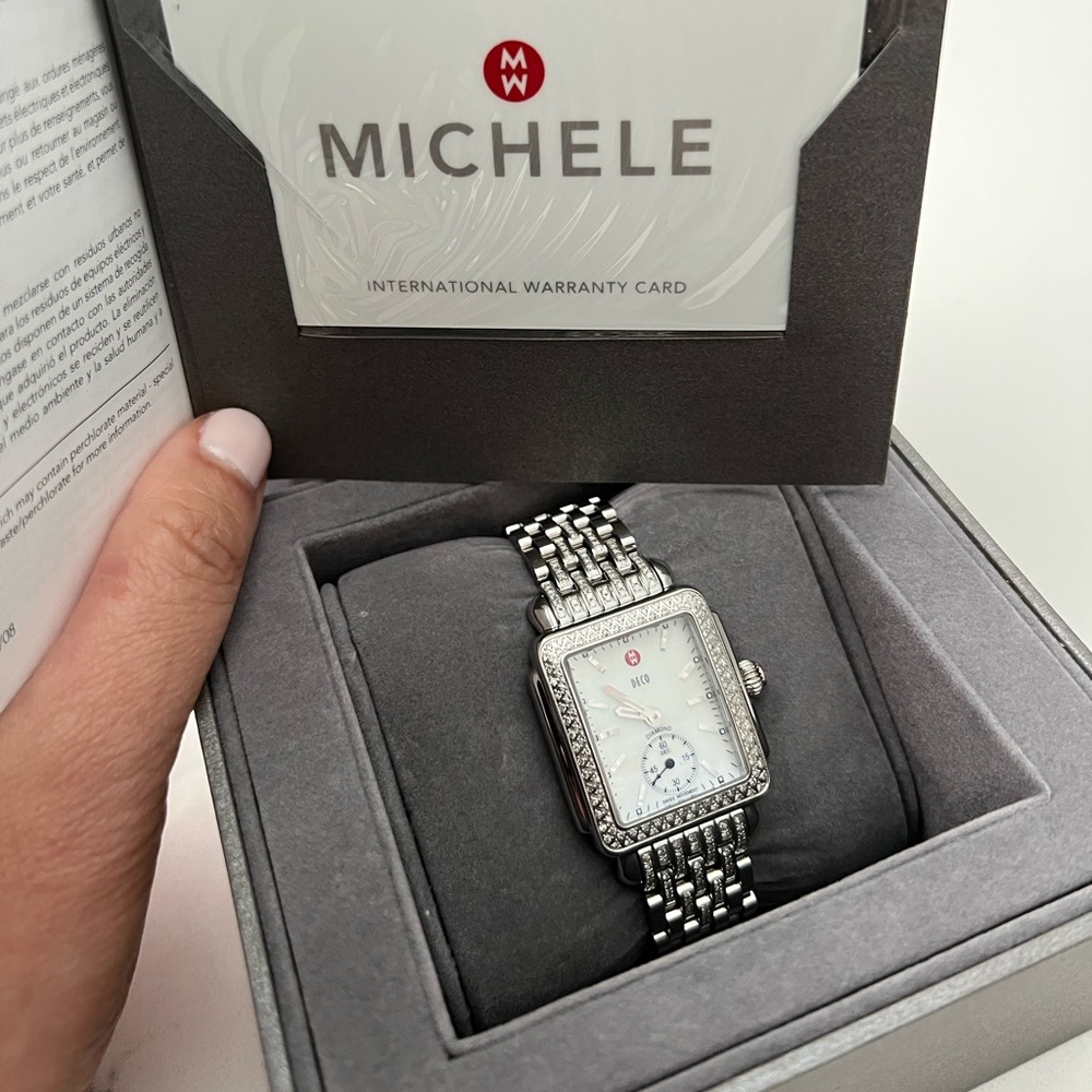 Barely used Michele Diamond Deco Watch with Diamond Bracelet